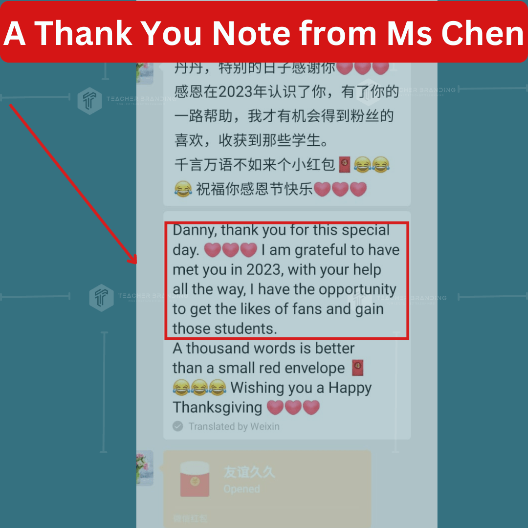A Thank You Note From Ms Chen
