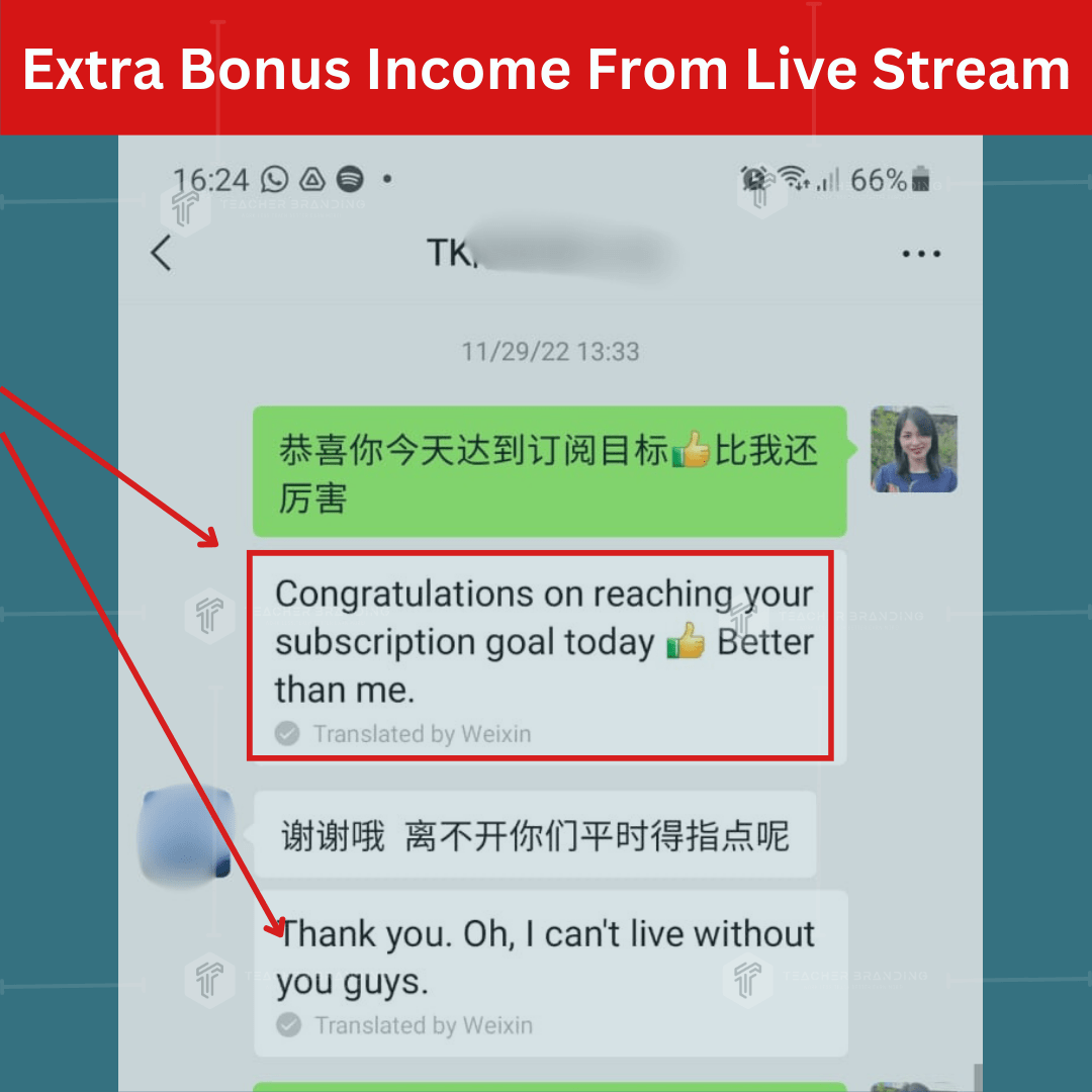 Extra Bonus Income from Live Stream Teacher Branding Academy