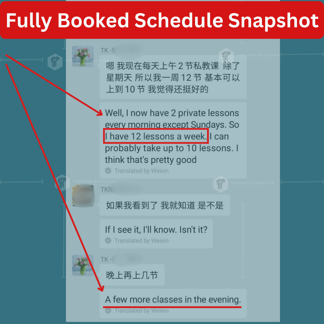 Fully Booked Schedule Snapshot Teacher Branding Academy